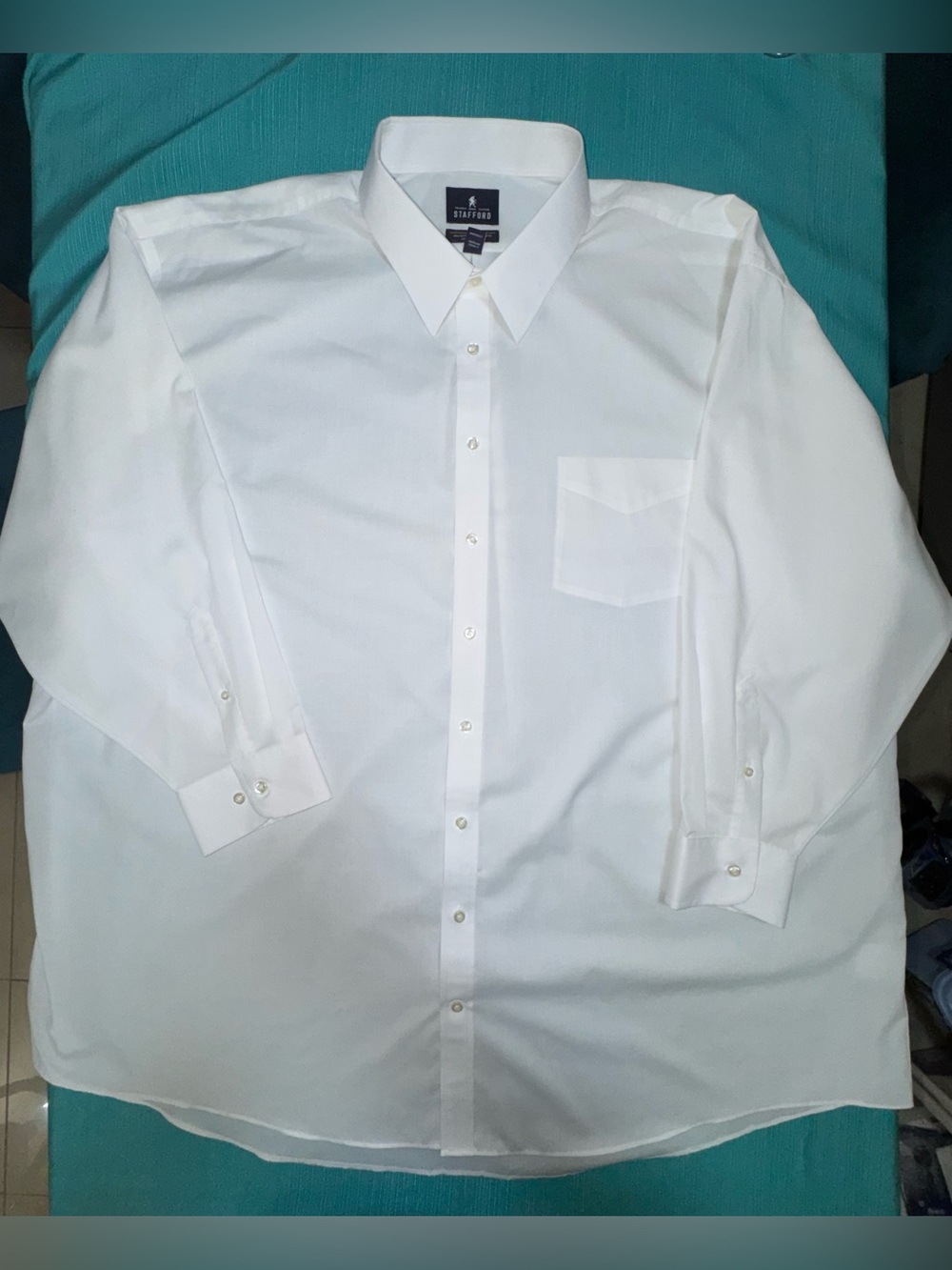 Stafford White Men’s Long-Sleeve Dress Shirt,  BIG 20 34/35